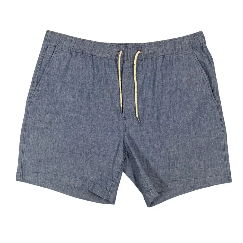 Faherty Mens XL Blue Chambray Drawstring Shorts Elastic Waist Casual Beach